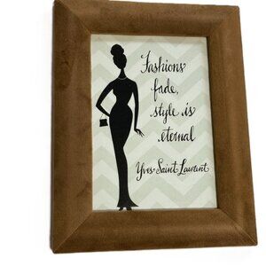 YVES SAINT LAURENT Fashion Inspirational Quote In Sleek Velveteen Tan Frame